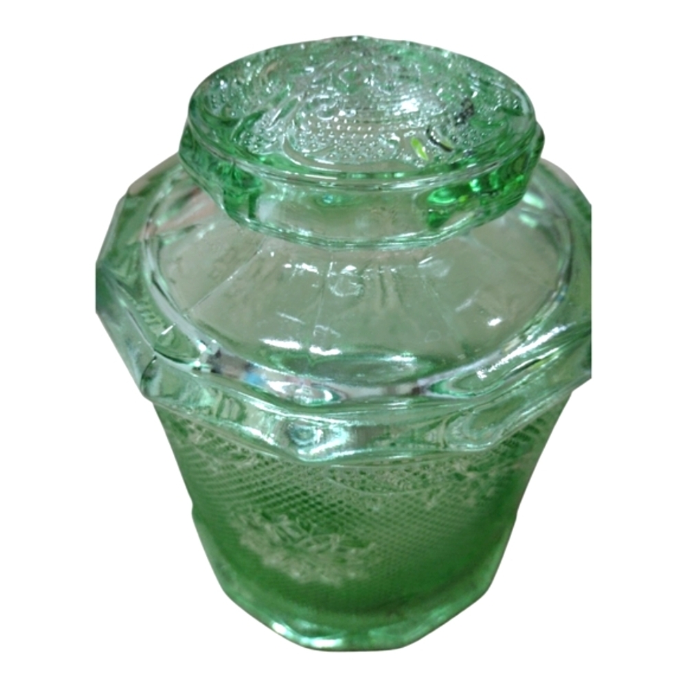 Vintage Tiara Sandwich Chantilly Green Canister By Indiana Glass - Picture 7 of 12